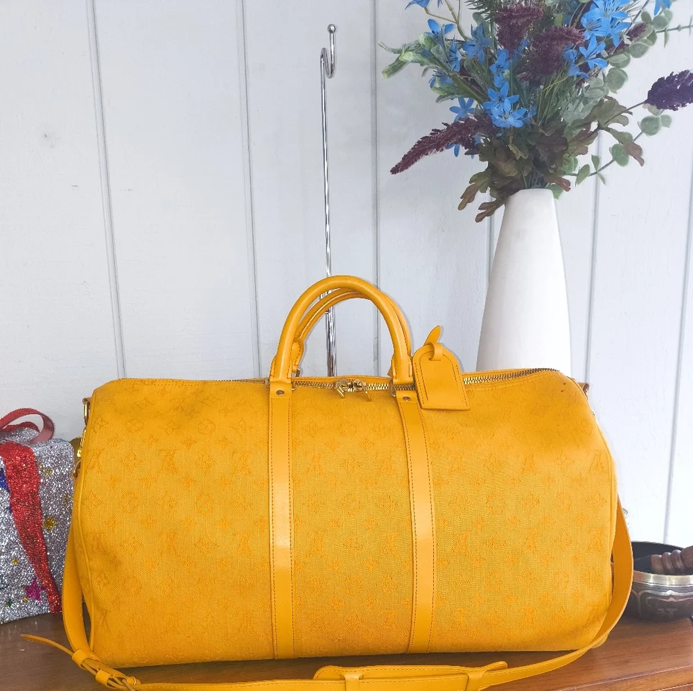 Louis Vuitton Ocre Orange Denim Limited Edition Keepall 50 - Picture 2 of 16